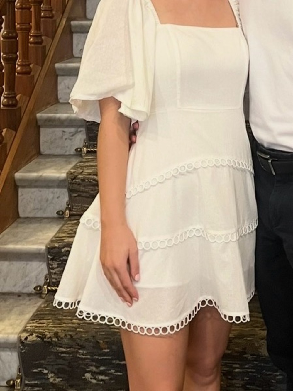 Showpo White Square Neck Puff-Sleeve Mini Dress - Picture 3 of 4